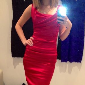 Red satin dress